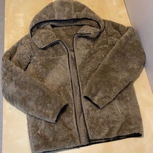 Uniqlo Windproof Fluffy Yarn Fleece Full-Zip Hoodie, Beige, Size Medium